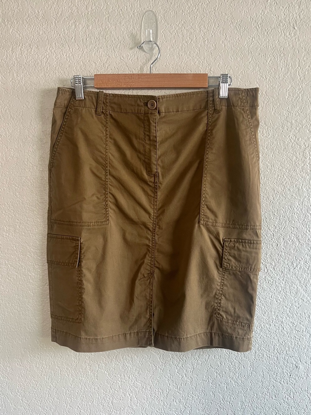 Eileen Fisher Khaki Olive Utility Cargo Skirt  Size M Casual Summer Vacation